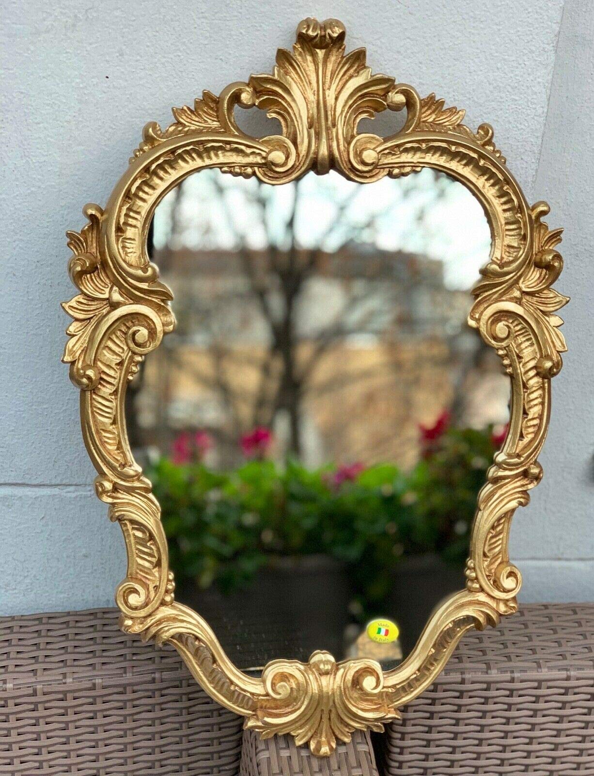 from Sweden＊Vintage mirror・* Wall Mirror, Oval Vintage Bathroom Mirror, Antique Gold, 49 * 33